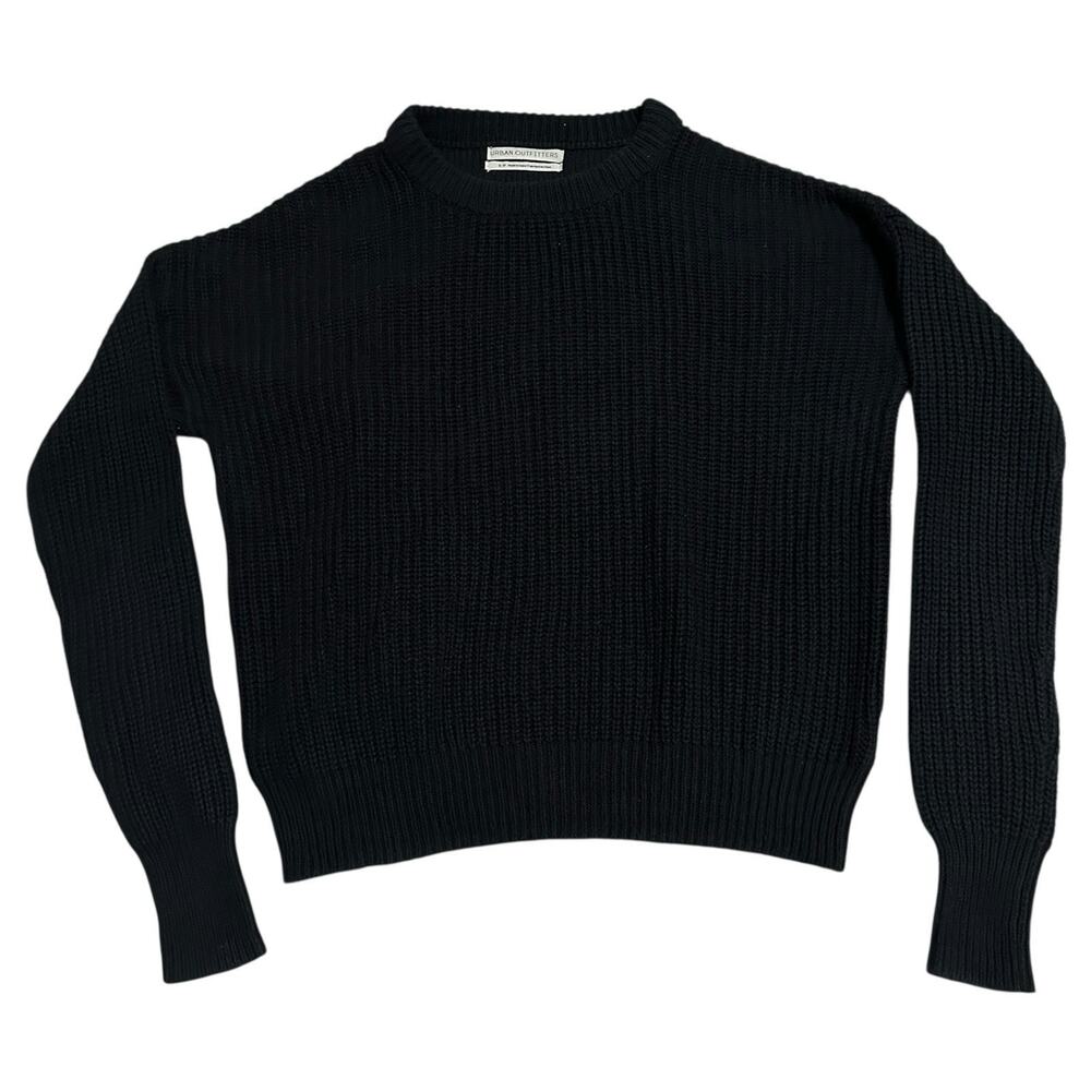 Urban Outfitters Black Knit Sweater Crew Neck Cotton Blend Size S Minimalist